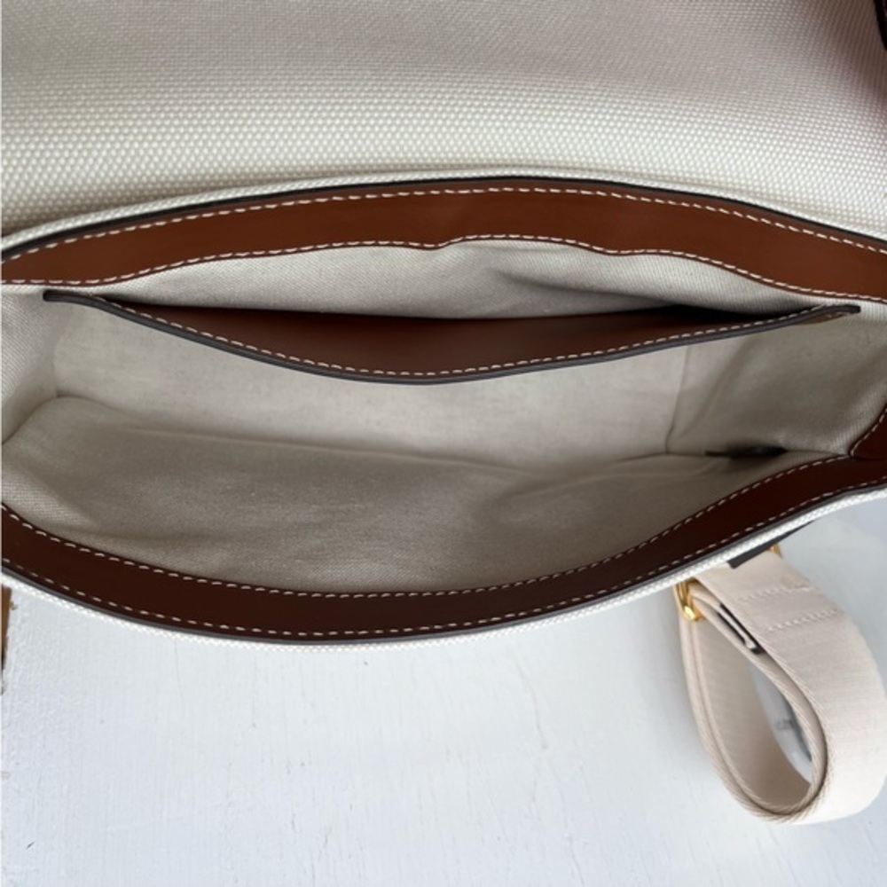 🔴SOLD🔴 BURBERRY-Canvas Horseferry Print Note Crossbody Bag Natural Tan - Picture 13 of 15